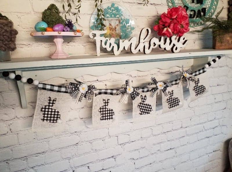 DIY rustic bunny banner using Mod Podge,Dixie Belle and Dollar Tree products 