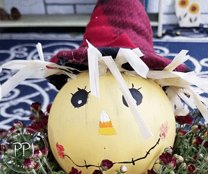 create a pumpkin and scarecrow tealight using simple objects