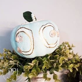 Dollar tree foam pumpkin painted with plaid products